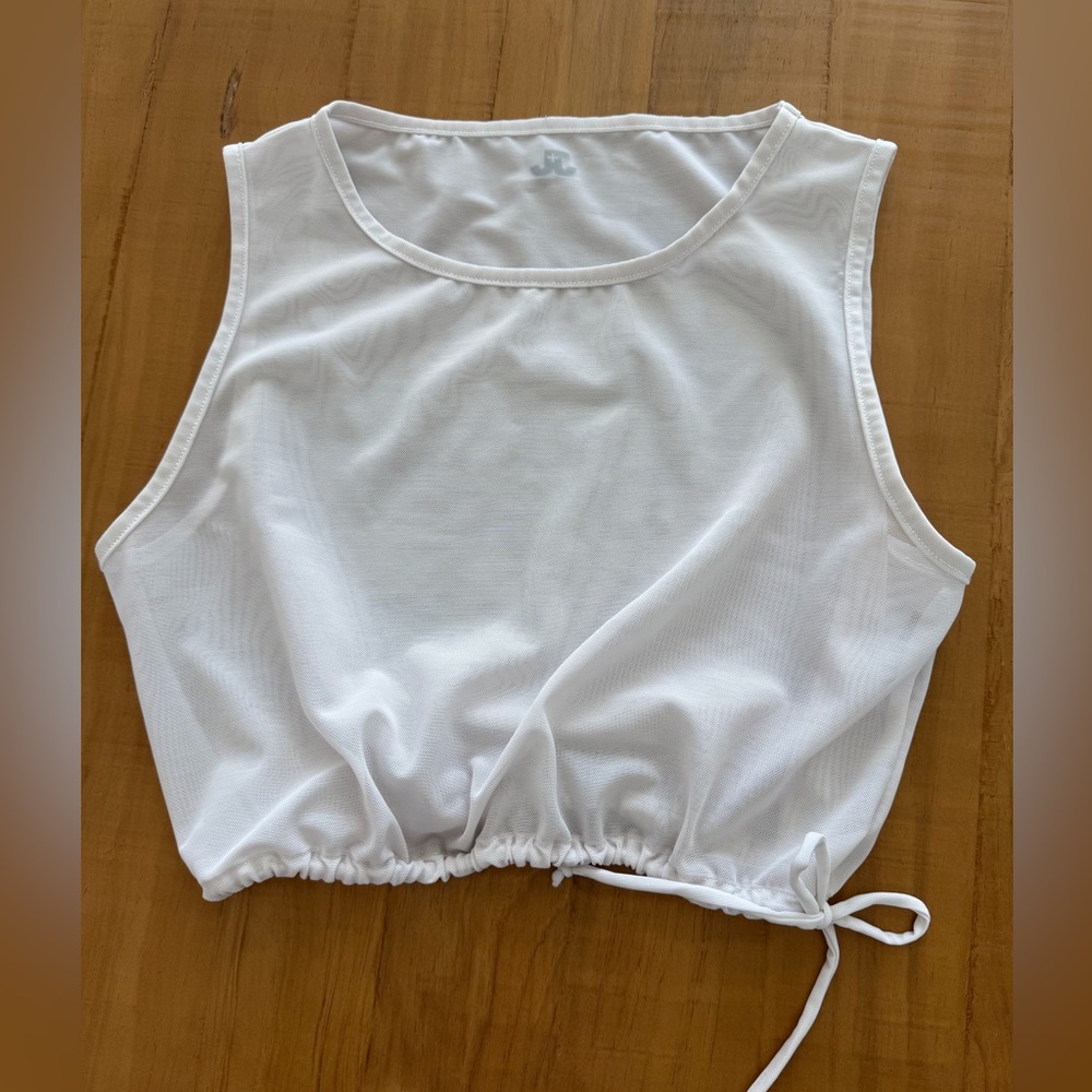 Jo+Jax Mesh Crop white Sleeveless Top